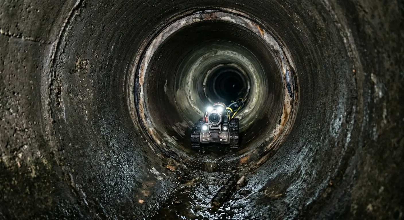 Robotic sewer camera inspecting pipe interior for Drain Snake Service in Washington Court House